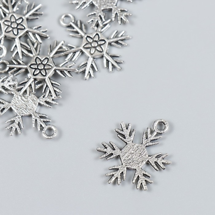 Декор для творчества металл Декор для творчества металл "Снежинка игольчатая" набор 15 шт серебро 2х2,5 см