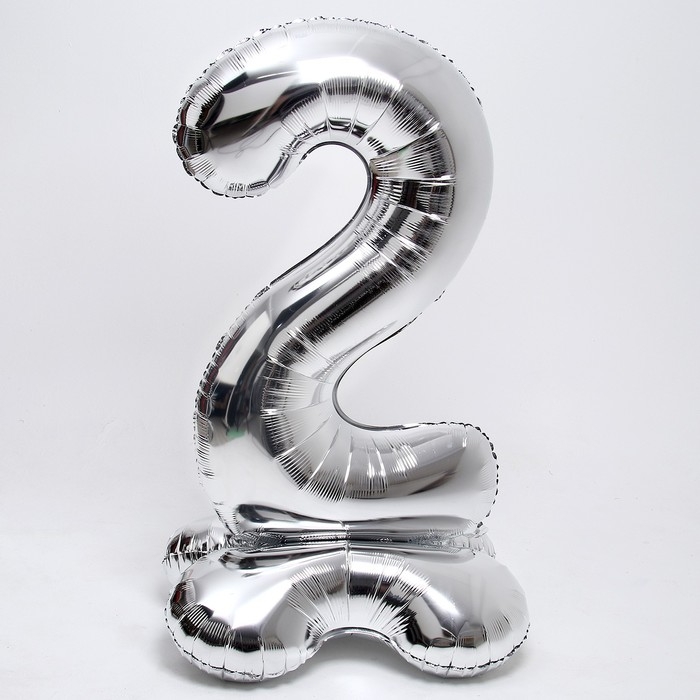 Шар фольгированный 50 Шар фольгированный 50" «Цифра 2», на подставке, серебро