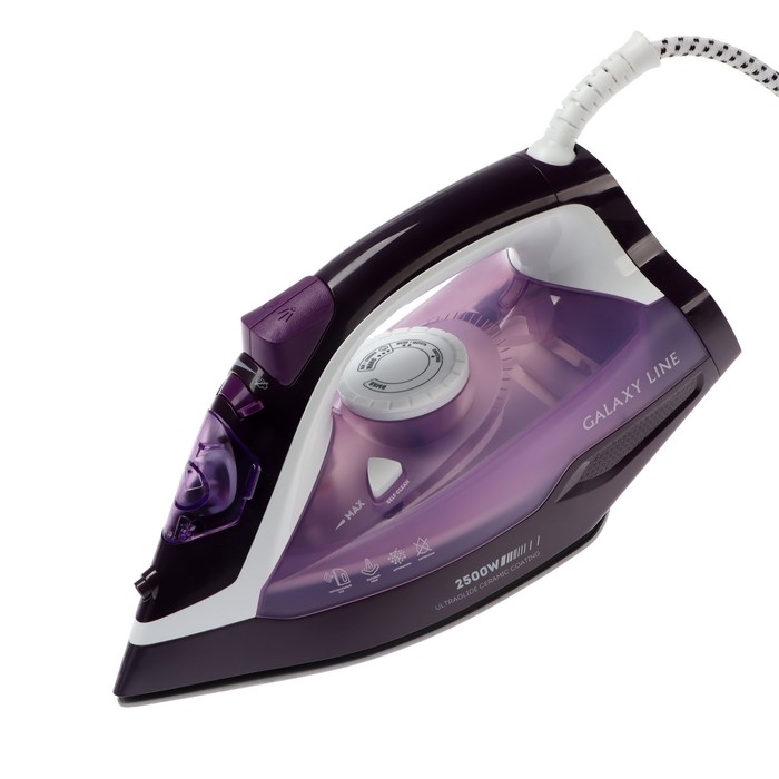 Утюг Galaxy LINE GL 6124, 2500 Вт, керамическая подошва, 370 мл, фиолетовый Утюг Galaxy LINE GL 6124, 2500 Вт, керамическая подошва, 370 мл, фиолетовый