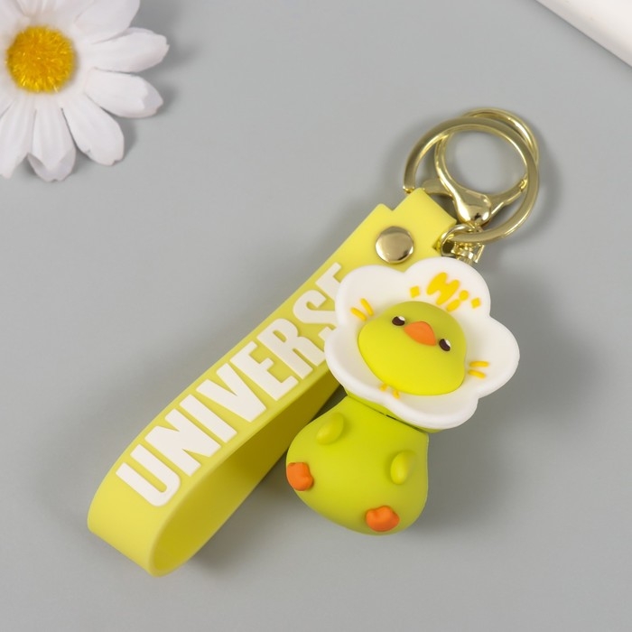 Брелок резина с карабином, ремешком  Брелок резина с карабином, ремешком "Цыплёнок в цветочке" цветочек крутится 3,5х4х6,2 см