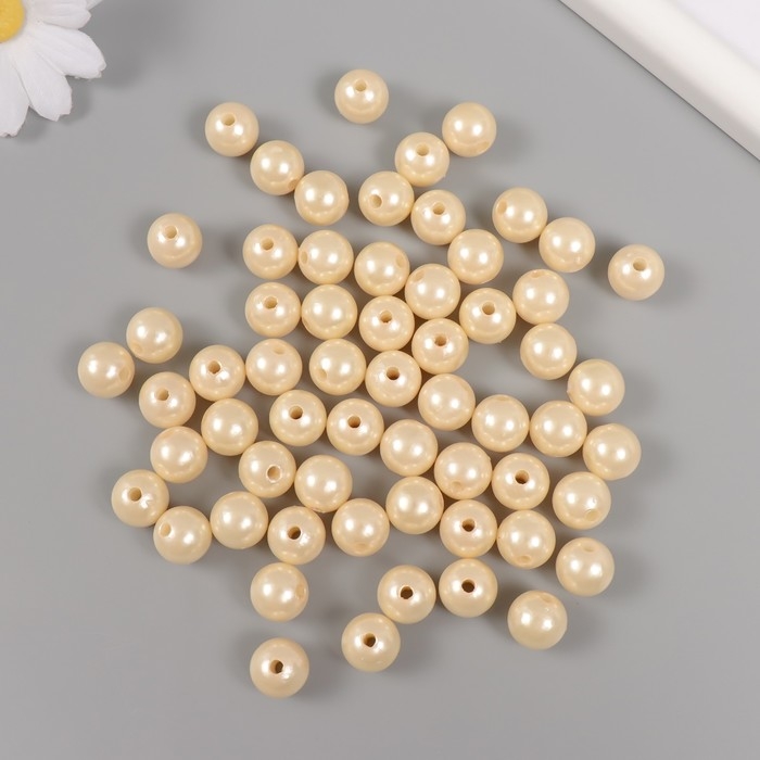 Набор бусин Набор бусин "Жемчуг" d 12 мм, 250 гр, ярко-бежевый