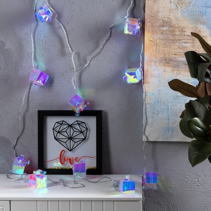 Гирлянда «Нить» 2.5 м с насадками «Подарки», IP20, прозрачная нить, 10 LED, свечение белое, 220 В Гирлянда «Нить» 2.5 м с насадками «Подарки», IP20, прозрачная нить, 10 LED, свечение белое, 220 В