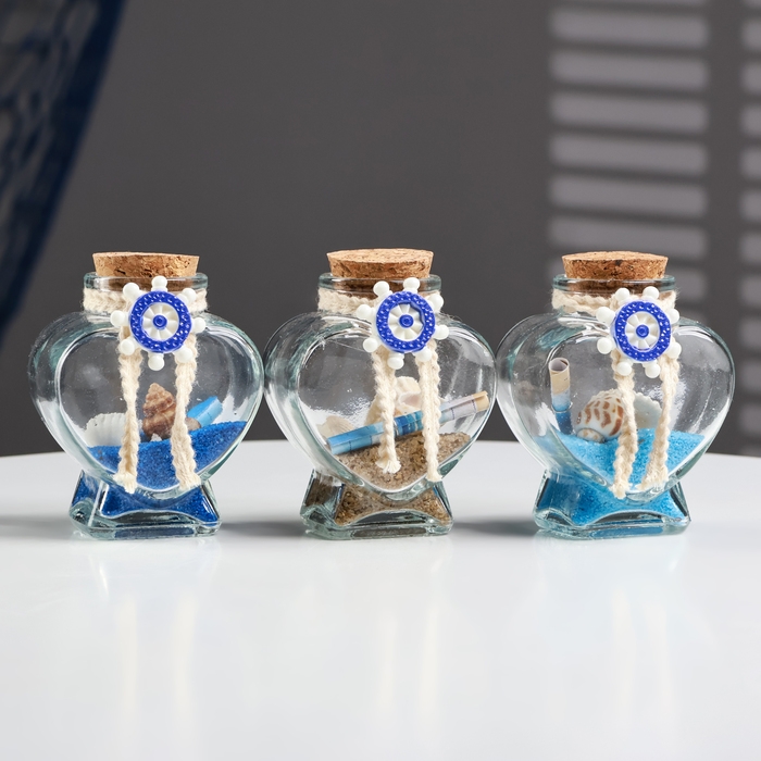 Сувенир в бутылке сердце  Сувенир в бутылке сердце "Ракушки" 8*6*4см, микс