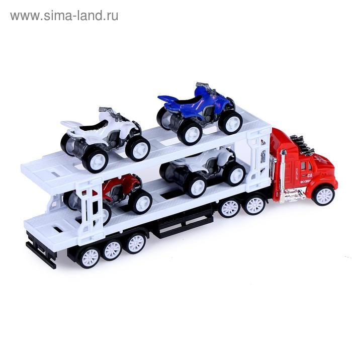 Грузовик инерционный &laquo;Автовоз&raquo;, с 4 квадроциклами, МИКС