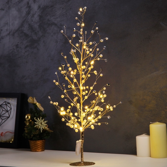 Светодиодный куст «Бусины» 55 × 30 × 3 см, 20 LED, постоянное свечение, от батареек CR2032х2 (в комплекте), свечение тёплое белое Светодиодный куст «Бусины» 55 × 30 × 3 см, 20 LED, постоянное свечение, от батареек CR2032х2 (в комплекте), свечение тёплое белое