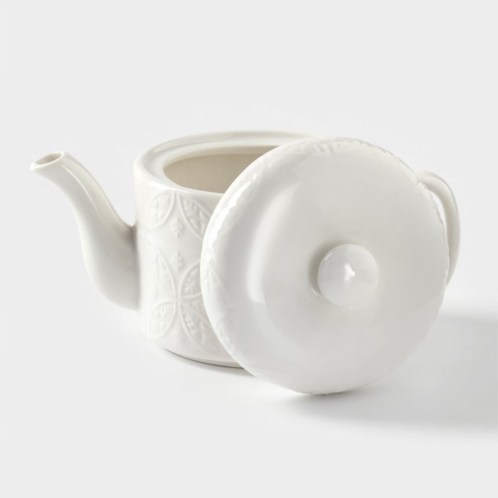 Набор фарфоровый чайный BellaTenero «Орнамент», 3 предмета: чайник 400 мл, кружка 280 мл, бамбуковая подставка, цвет белый Набор фарфоровый чайный BellaTenero «Орнамент», 3 предмета: чайник 400 мл, кружка 280 мл, бамбуковая подставка, цвет белый