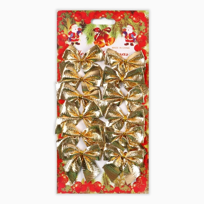 Ёлочные игрушки новогодние «Бантики», на Новый год, цвет золотой Ёлочные игрушки новогодние «Бантики», на Новый год, цвет золотой