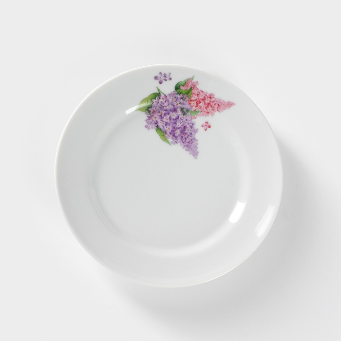 Тарелка фарфоровая «Сирень», d=17 см, белая Тарелка фарфоровая «Сирень», d=17 см, белая