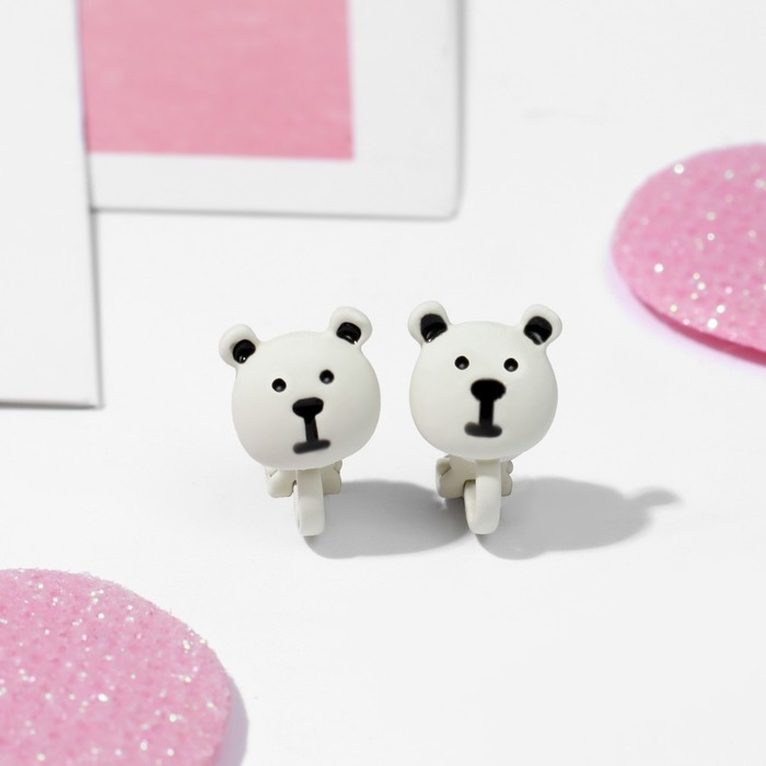 Клипсы детские «Выбражулька» мишки, цвет чёрно-белый Клипсы детские «Выбражулька» мишки, цвет чёрно-белый