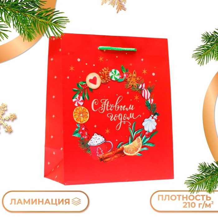 Новый год. Пакет подарочный Новый год. Пакет подарочный "С новым годом", 18 х 22,3 х 10 см.