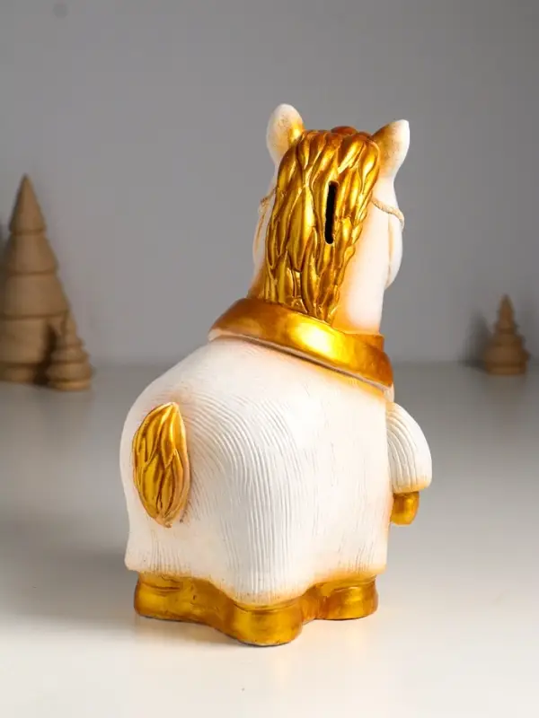 Копилка Копилка "Конь в пальто" 22,5х18х13 см, белый с золотом