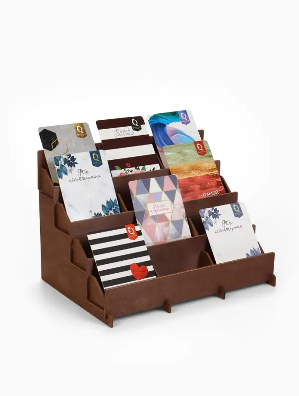 Подставка под открытки 12 ячеек, 34.5&times;23&times;25 см, толщина 3 мм, коричневый