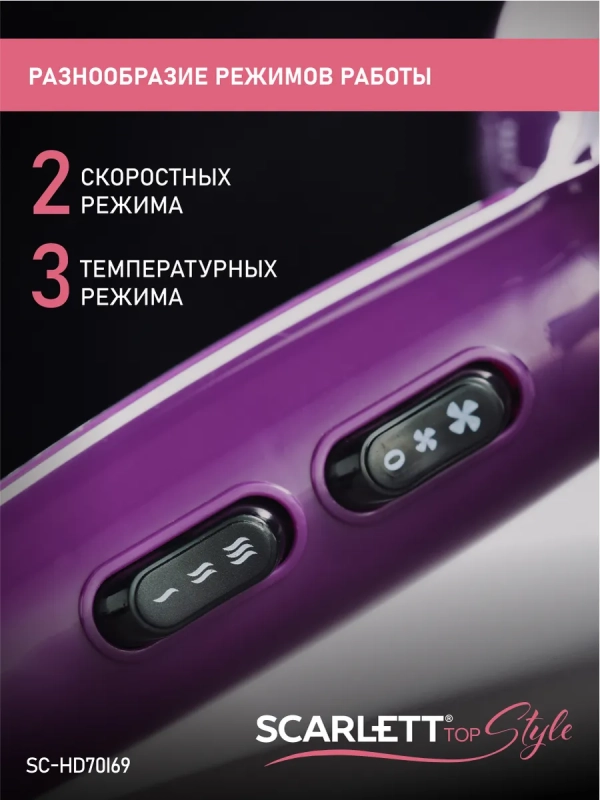 Фен для волос профессиональный с насадкой 2000Вт SC-HD70I69 Фен для волос профессиональный с насадкой 2000Вт SC-HD70I69