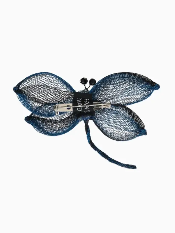 Брошь &laquo;Стрекоза&raquo; плетёная, цвет сине-чёрный