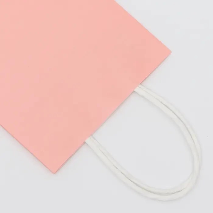 Пакет крафт розовый, круглая ручка, 15×21×8 см, 120 г