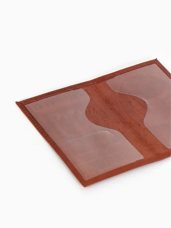 Обложка для паспорта, с гербом, рельефная, коричневая