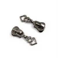 Бегунок для молнии &laquo;Трактор&raquo;, №8, &laquo;Сердца&raquo;, 10 шт., цвет чёрный никель