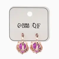 Серьги со стразами &laquo;Эдель&raquo;, овальчик, фиолетовые в золоте