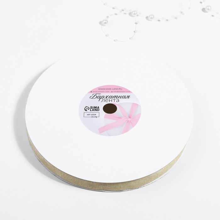 Лента бархатная, с золотым люрексом, 15 мм, 18 ± 1 м, цвет белый №01 Лента бархатная, с золотым люрексом, 15 мм, 18 ± 1 м, цвет белый №01