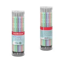 Карандаш чернографитный с ластиком ErichKrause Pastel, HB, круглый в тубусе, МИКС