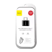 Переходник Type-C на USB 2.4A Baseus черный CATOTG-01