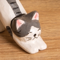 Сувенир «Потягивающийся Кот», 2.5×5×6 см, дерево, чёрно-белый