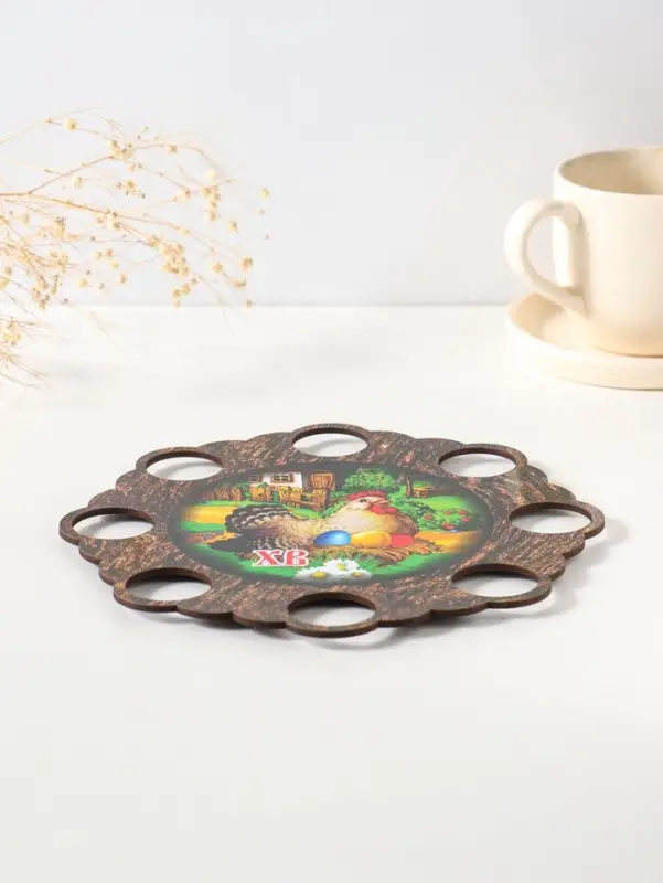 Подставка для 8 яиц на ножках &laquo;Курочка&raquo;, под кулич, d=20 см