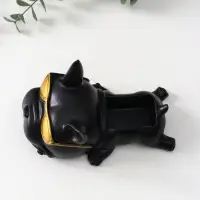 Подставка для мелочей «Французский бульдог в очках», 7×14×8.5 см, чёрная