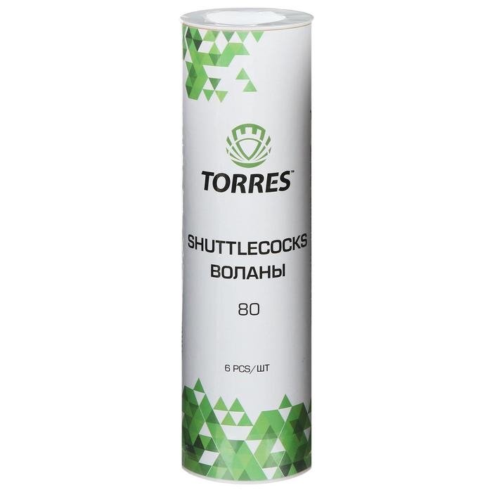 Воланы для бадминтона TORRES 80, 6 шт., цвет белый Воланы для бадминтона TORRES 80, 6 шт., цвет белый