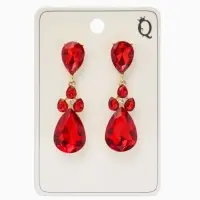 Серьги висячие со стразами &laquo;Вечеринка&raquo;, цветок из капель, красно-белые в золоте, 6.3 см