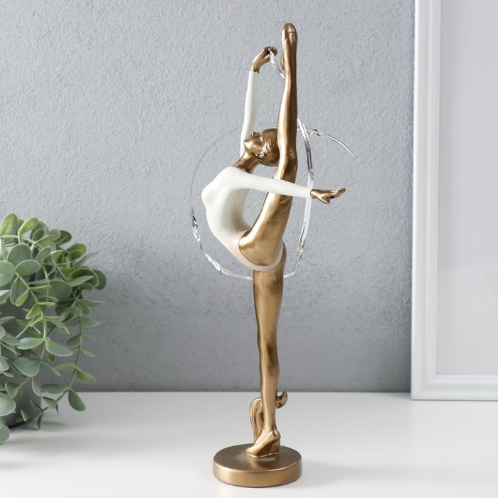 Сувенир полистоун  Сувенир полистоун "Гимнастка с лентой" бронза 14х6,5х32,5 см
