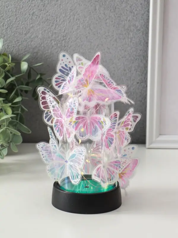 Сувенир пластик Сувенир пластик "Бабочки на колбе" LED 2хAG13 + наклейки бабочки 8,5х8,5х15 см