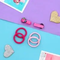 Набор для волос "Крохотуля" (4 резинки, 2 зажима 3,5 см) клубничка, розовый