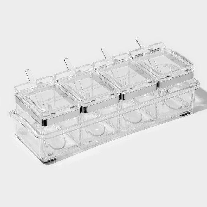 Набор для специй Набор для специй "Glace" 4 контейнера по 200 мл, 4 ложечки в комплекте