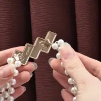 Подхват для штор &laquo;Кирпичики&raquo;, жемчуг на резинке, 2.2&times;7.5 см, 2&times;45 см, цвет белый, золотой