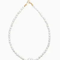 Колье жемчг "Барокко", цвет белый в золоте