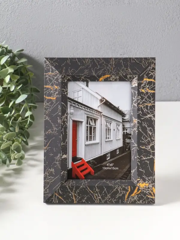 Фоторамка пластик 10х15 см "Гедеон" чёрный с золотом 21х16х2 см