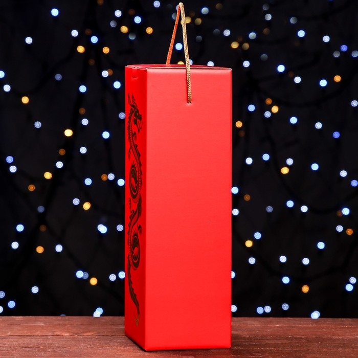 Коробка под шампанское  Коробка под шампанское "Дракон на красном", 11 х 11 х 35 см