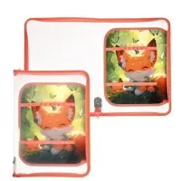 Папка для труда А4 &laquo;Лисята в лесу&raquo;, молния вокруг/откидная планка