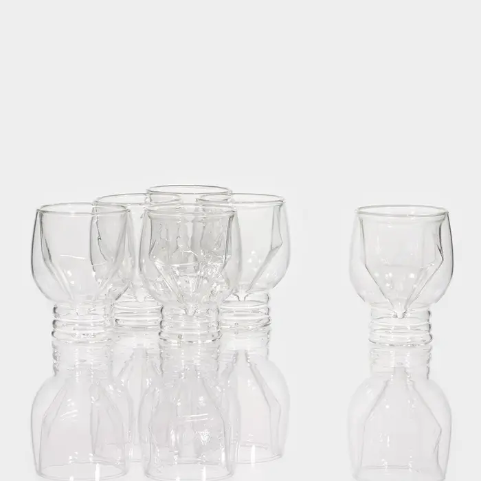 Стопки - шоты с двойными стенками Magistro &laquo;Алмаз&raquo;, 100 мл, 6 шт., стекло, прозрачные