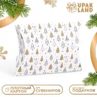 Коробка складная, подарочная новогодняя «Зимний лес» 15×11×3 см