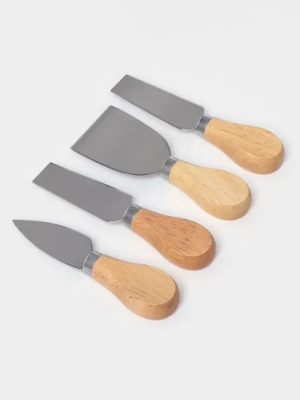 Набор ножей для подачи сыра, 4 шт., на магнитной подставке, 8.5&times;8.5&times;16.5 см, бежевый
