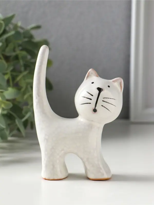 Сувенир керамика "Поющий серый кот" 7,6х3,6х10,6 см