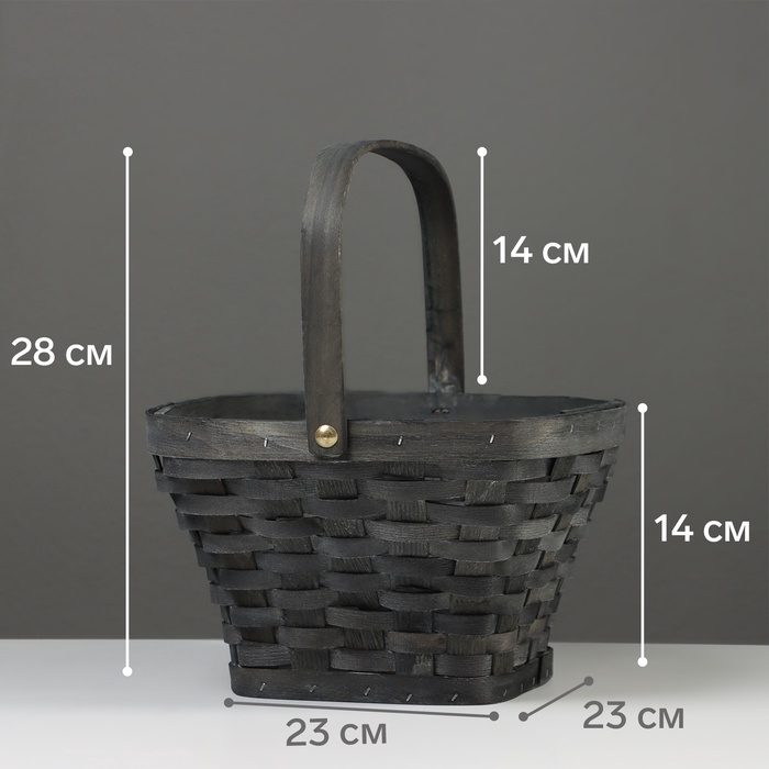 Набор корзин плетёных, 3 шт., 28×28×16 см, 23×23×14 см, 18×18×12 см, ива, серая