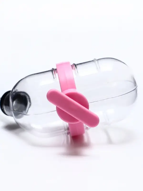 Поилка для грызунов, 60 мл, 12&times;4 см, с розовым креплением, прозрачная