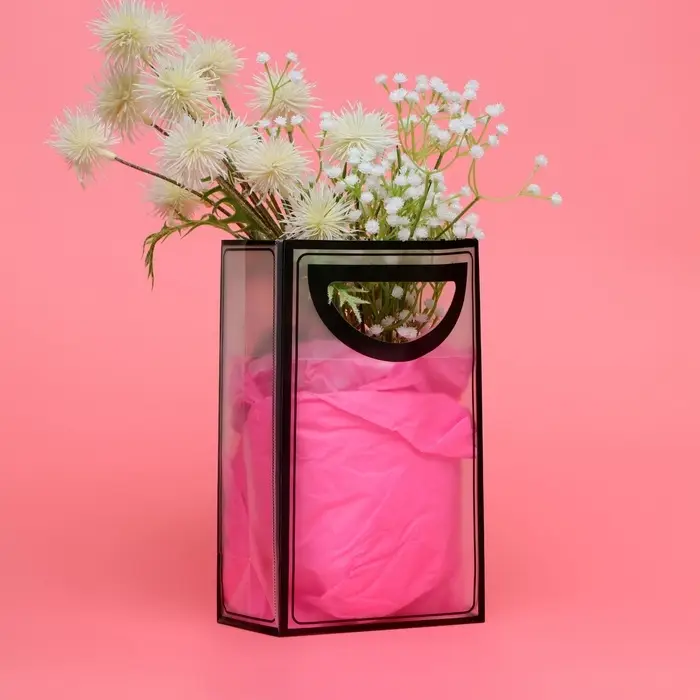 Пакет ПП с вырубной ручкой, прозрачный, 25&times;19&times;9 см, чёрный