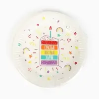 Тарелка одноразовая бумажная «Счастья, веселья, удачи», белая, 18 см