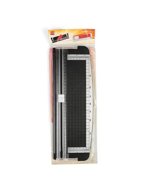 Роликовый резак для бумаги А4, до 3 листов, безопасное лезвие, длина реза 320 мм, в пакете, МИКС