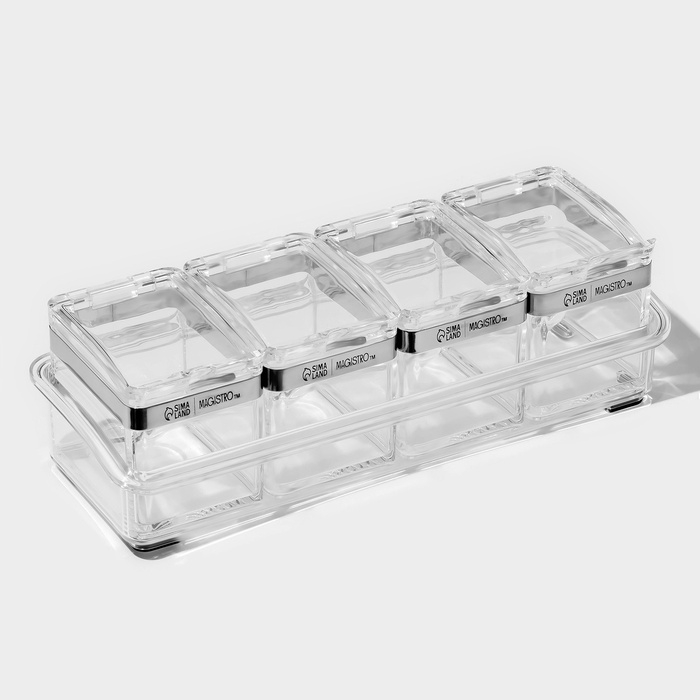 Набор для специй Набор для специй "Glace" 4 контейнера по 200 мл, 4 ложечки в комплекте