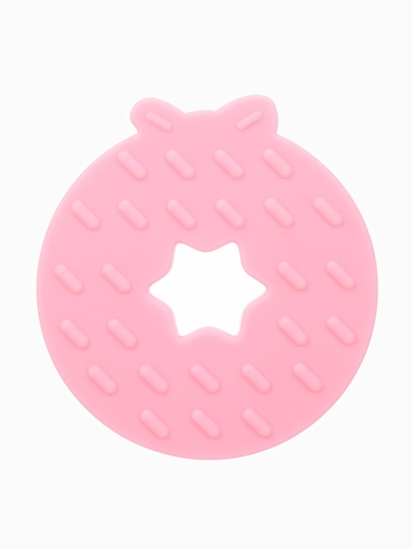 Прорезыватель силиконовый для зубов Крошка Я «Пончик», розовый/желтый